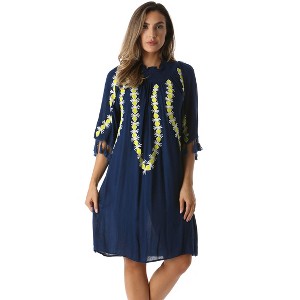 Riviera Sun Short Dress with Smocking and Tassel - 1 of 4