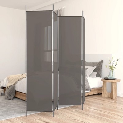 vidaXL 4-Panel Room Divider in Anthracite - 78.7"x86.6" Foldable Privacy Screen - Perfect for Bedroom/Living Room - Fabric Panel Room Divider