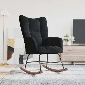 CLIHOME Modern Compact 30.7" Wide Velvet Rocking Chair,Ergonomic Rocker with Steel Frame & Rubber Wood Legs,Plush Accent Chair for Living Room - 1 of 4
