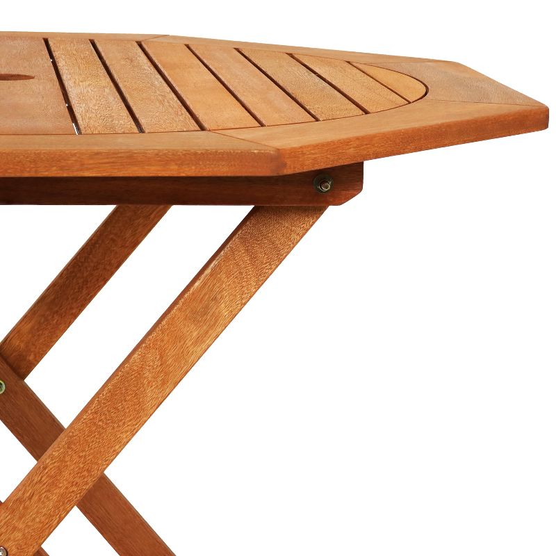 Sunnydaze Outdoor Meranti Wood with Teak Oil Finish Folding Octagon Patio Dining Table - 35" - Brown, 5 of 12