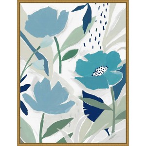 18" x 24" Song of the Wind I Blue flowers by Isabelle Z Framed Canvas Wall Art - Amanti Art: Modern Botanical Lithograph, Gold Frame - 1 of 4