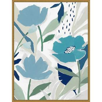 18" x 24" Song of the Wind I Blue flowers by Isabelle Z Framed Canvas Wall Art - Amanti Art
