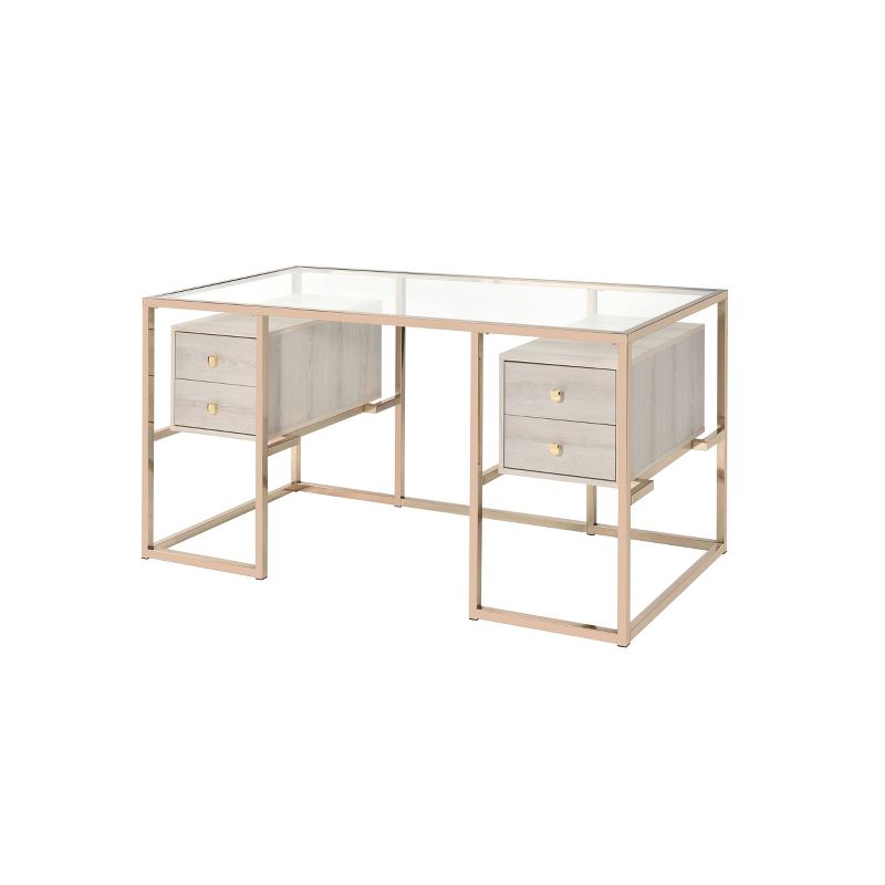 Huyana Desk Clear Glass/Gold - Acme Furniture, 1 of 7