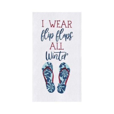 C&F Home Flip Flops All Winter Embroidered Flour Sack Dishtowel