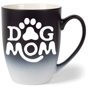 Elanze Designs Dog Mom Two Toned Ombre Matte Black and White 12 ounce Ceramic Stoneware Coffee Cup Mug - 1 of 4