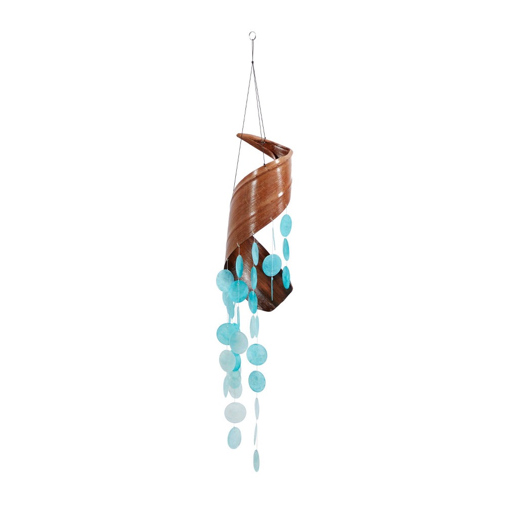 Photos - Other interior and decor 32" x 5" Metal Coastal Shell Abstract Windchime Teal - Olivia & May: Garde