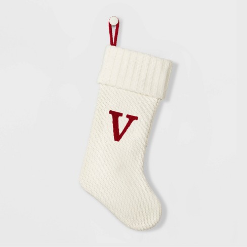 knit monogram christmas stocking letter v