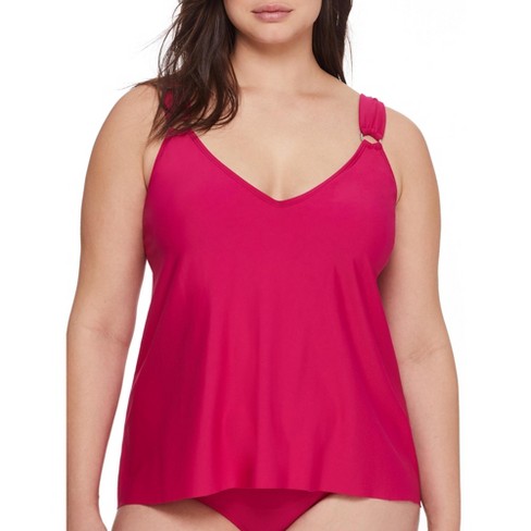 Birdsong Plus Size Hibiscus Shirred Underwire Tankini Top & Reviews