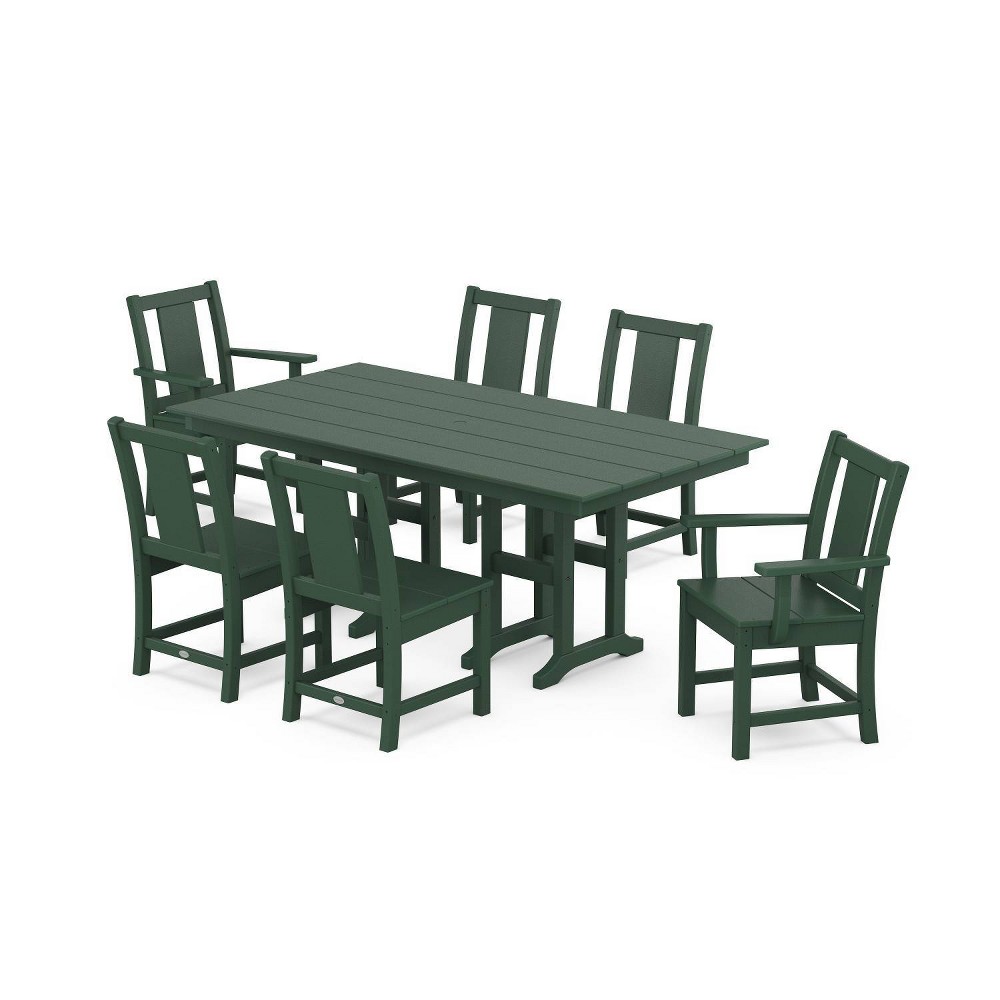 Photos - Dining Table POLYWOOD 7pc Prairie Farmhouse Outdoor Patio Dining Set Green: Rust-Resist