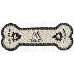 Earth Rugs Hand-Stenciled Life Is Better Dog Bone Braided Jute Stair Tread – 9"x24" - 1 of 3