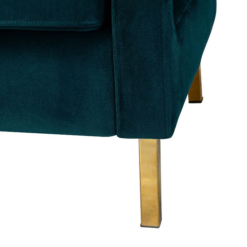 Pene Velvet Accent Armchair with Golden Metal Base and square open-framed arm | Karat Home, 5 of 12