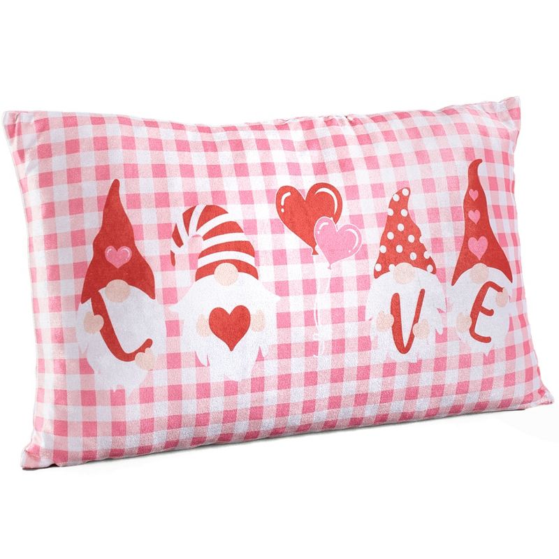 The Lakeside Collection Valentine's Day Gnome Love Accent Pillow - Pink Checker Pattern, 1 of 9