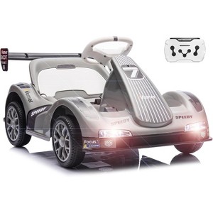 Go Kart for Kids, Electric Ride On Car with 2 Motors, Remote Control, Safety Belt & LED Lights, Toy Race Car with Speed Adjustment - 1 of 4