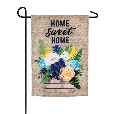 Evergreen Wood Flower Crate Garden Burlap Flag