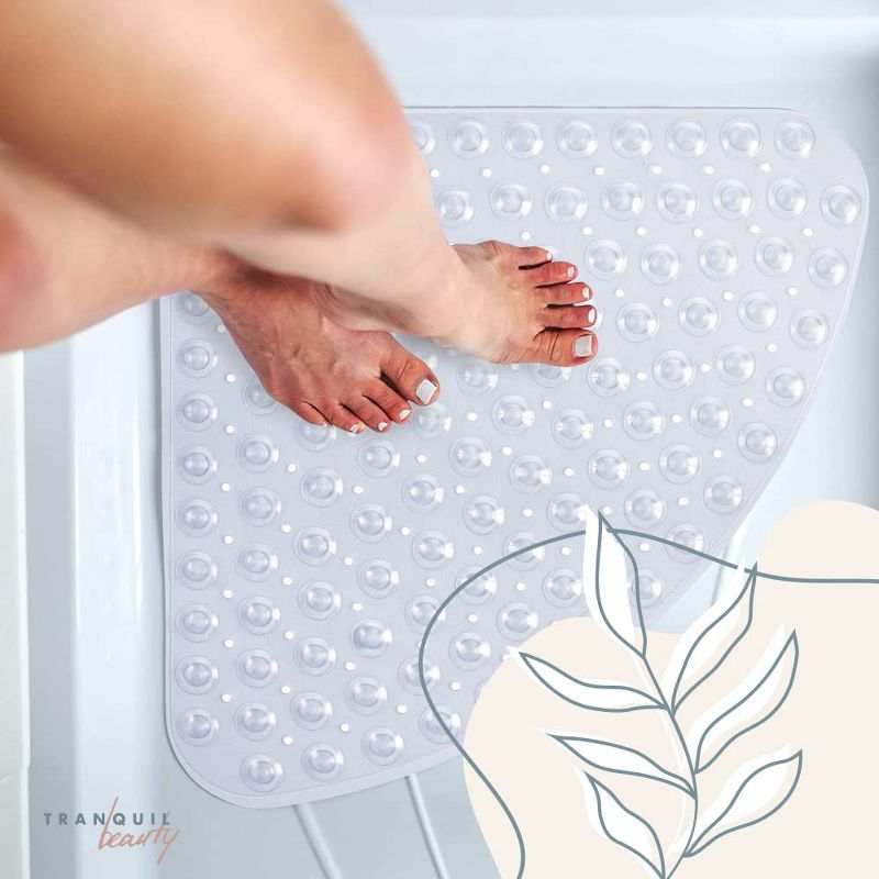 Tranquil Beauty 21" x 21" Clear Curved Non-Slip Shower and Bath Mats with Suction Cups Ideal for Kids & Elderly, 6 of 8