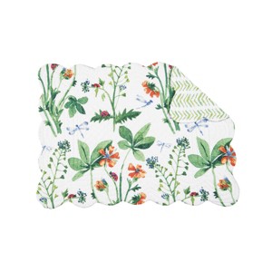 C&F Home Clover Bug Floral Scalloped Cotton Placemats, Set of 6, 13" x 19" - 1 of 4