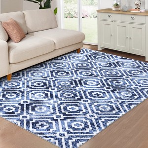 Area Rug – Soft Low-Pile Non-Slip Carpet | Distressed Contemporary Throw Rug: Stain Resistant for Living Room, Bedroom, Office & Dining Room - 1 of 4