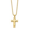 Chisel Stainless Steel and Textured Yellow IP-plated with Cubic Zirconia Cross Pendant on a 24" Ball Chain Necklace - 2 of 2