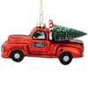 Northlight Vintage Ford Truck with Frosted Tree Glass Christmas Ornament - 4" - Red and Black - 3 of 4