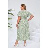 Clearlove Women's Plus Size Short Sleeve Tie Side Dress V Neck Floral Print A Line Ruffle Dresses - 3 of 4