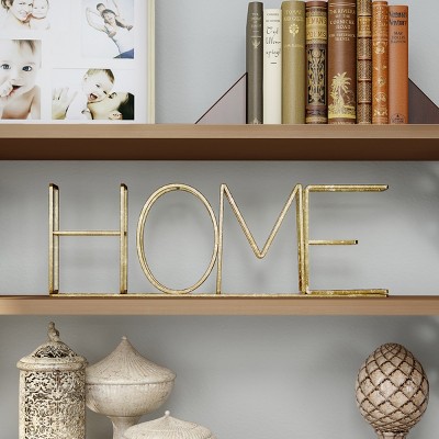 Metal Cutout Free-Standing Table Top Sign-3D HOME Word Art Accent Decor with Gold Metallic Finish-Modern, Classic Style by Hastings Home