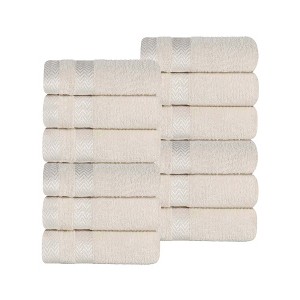 Cotton Medium Weight Face Towel Washcloth Set of 12 by Blue Nile Mills - 1 of 4