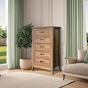 Wood 5 Drawers Dresser with Metal Handle for Bedroom Hallway and Entryway, Vintage - 1 of 4