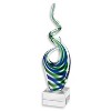 HomeRoots 14" Clear Blue and Green Murano Glass Modern Abstract Tabletop Sculpture - 4 of 4