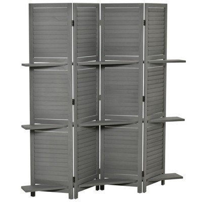 NicBex 4-Panel Room Divider Modern 5.6FT Folding Privacy Screen with Storage Shelves for Home & Office