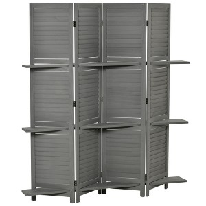NicBex 4-Panel Room Divider Modern 5.6FT Folding Privacy Screen with Storage Shelves for Home & Office - 1 of 4