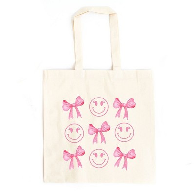 City Creek Prints Smiley Face Coquette Chart Canvas Tote Bag - 15x16 - Natural