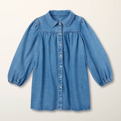 Girls' Adaptive Denim Long Sleeve Shirtdress - kate spade new york x Target Medium Blue