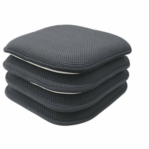 GoodGram Non Slip Chenille Premium Memory Foam Chair Cushions (4 Pack) - 16  in. W x 16 in. L, Black