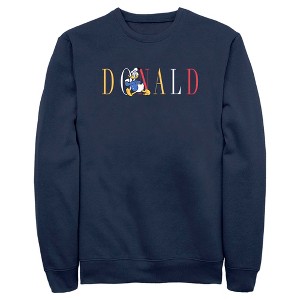 Men's Mickey & Friends Donald Duck Colorful Text Sweatshirt - 1 of 4