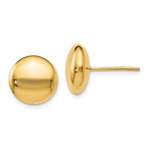 Black Bow Jewelry 11mm (7/16 Inch) 14k Yellow Gold Polished Button Post Earrings - 1 of 4