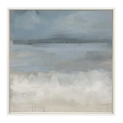 30x30 White Beaded Frame Abstract Ocean Landscape Canvas Print