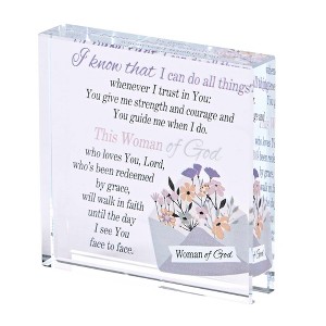 Dicksons TTPLQG-200 I Know I Can Do All Things Whenever I Trust In You Clear And Purple 3 x 3 Glass Square Decorative Tabletop Plaque Home Décor - 1 of 3
