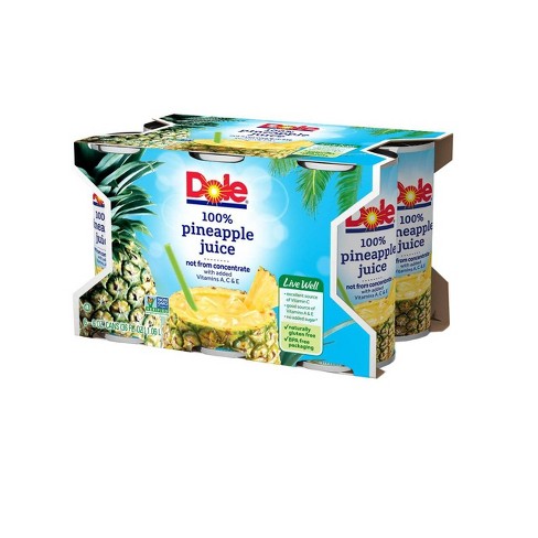 Dole 100% Pineapple Juice - 6pk/6 fl oz Cans - image 1 of 4