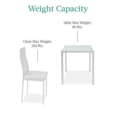 BIZFURN 3-Piece Glass Dining Set, Modern Kitchen Table Furniture for Dining Room, Dinette, Compact Space-Saving w/Glass Tabletop, 2 Upholstered PU Chairs, Metal Steel Frame