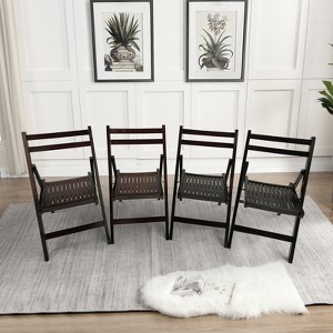 FONTOI Folding Chair Set of 4, Slatted Chairs Set of 4 with Curved Backs, Portable Folding Chairs for Party Kitchen, Brown, 17.3"*31"*22.8" - 1 of 4