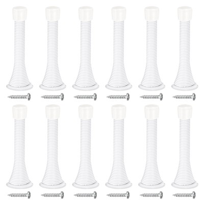 Unique Bargains Spring Steel Thickened Rubber Head Anti-Rust Plating Flexible Door Stop 12 Pcs