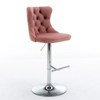 PAGED Bar Stools Set of 2 Height Adjustable Swivel Velvet Counter Stools with Button Tufted Back and Black Base for Bar, Kitchen - 4 of 4