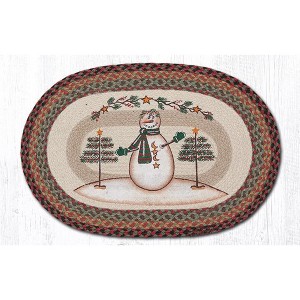 Earth Rugs Moon and Star Snowman Oval Patch Tread Rug – 20"x30" Rustic Braided Jute Holiday Accent - 1 of 3