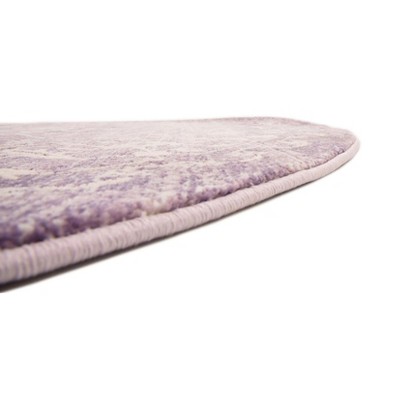 6' Round Purple and Ivory Synthetic Easy Care Area Rug