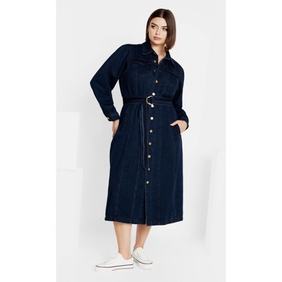Women's Plus Size Lady Oaklyn Dress - mid denim | CITY CHIC