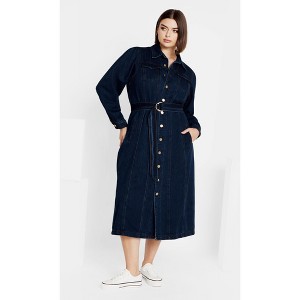 Women's Plus Size Lady Oaklyn Dress - mid denim | CITY CHIC - 1 of 4