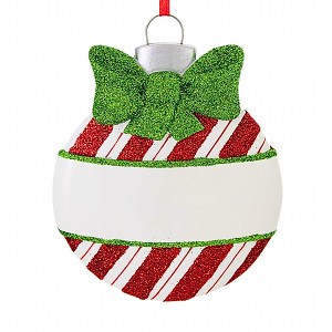 Polarx 4.0 Inch Christmas Ball Christmas Tree Ornament , Christmas Decor Snowflakes Stripes Bow (1PC) - 1 of 4