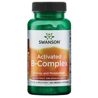 Swanson Activated B-Complex - B Vitamin Complex with High Potency & Bioavailability - Promotes Immune System Support, Aids Heart Health, & Supports Healthy Nervous System - (60 Veggie Capsules)