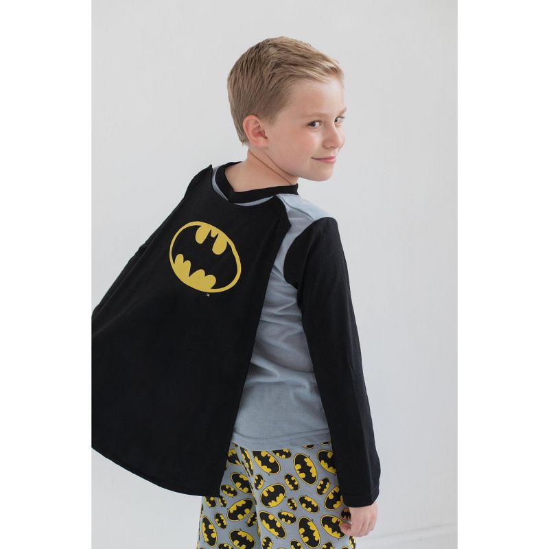 DC Comics Justice League Superman Batman Pajama Shirt and Pants Detachable Cape Sleep Set Little Kid to Big Kid, 4 of 9