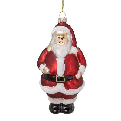 Northlight 5" Traditional Red and White Santa Hanging Glass Christmas Ornament